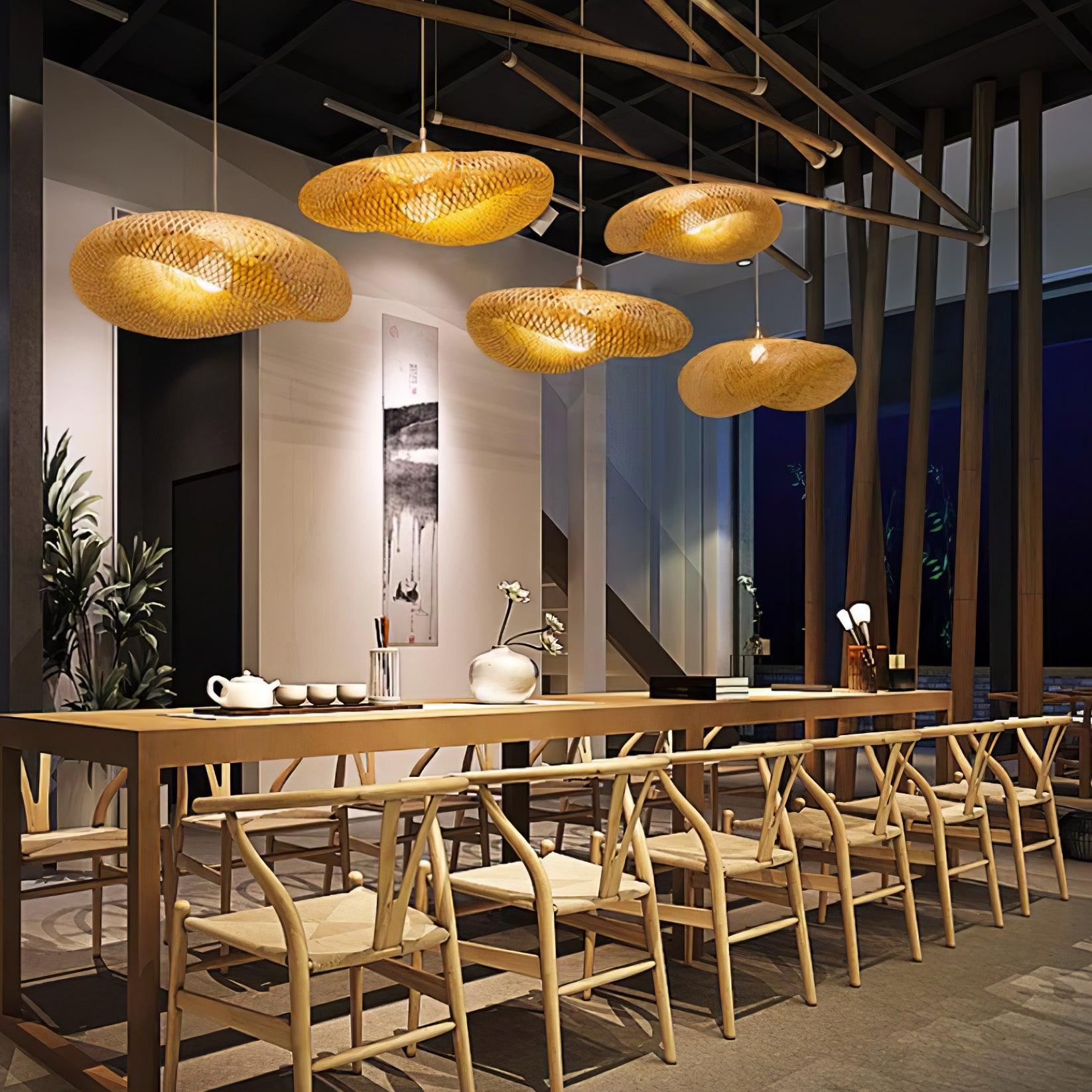 Bamboo Weaving Pendant Light Fixture - Natural Hanging Lamp for Home Decor & Dining Room