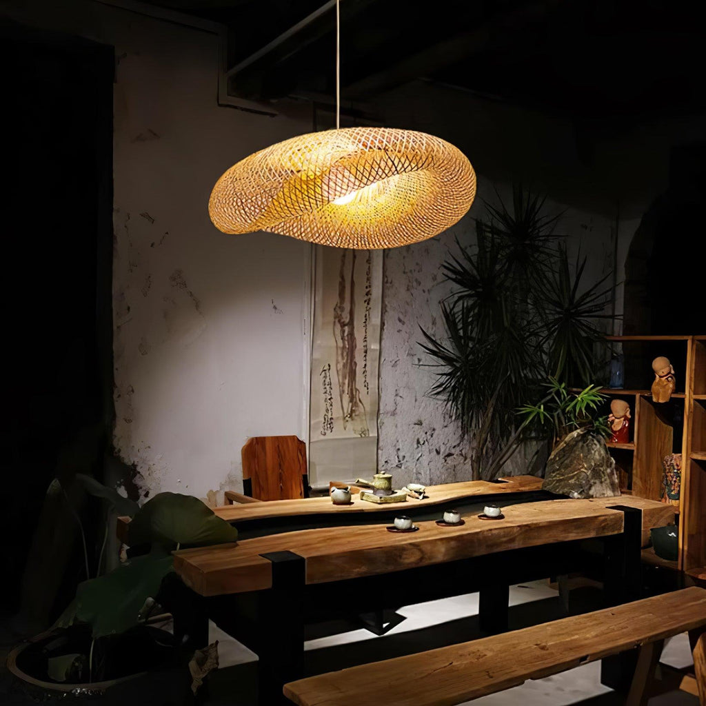 Bamboo Weaving Pendant Light Fixture - Natural Hanging Lamp for Home Decor & Dining Room