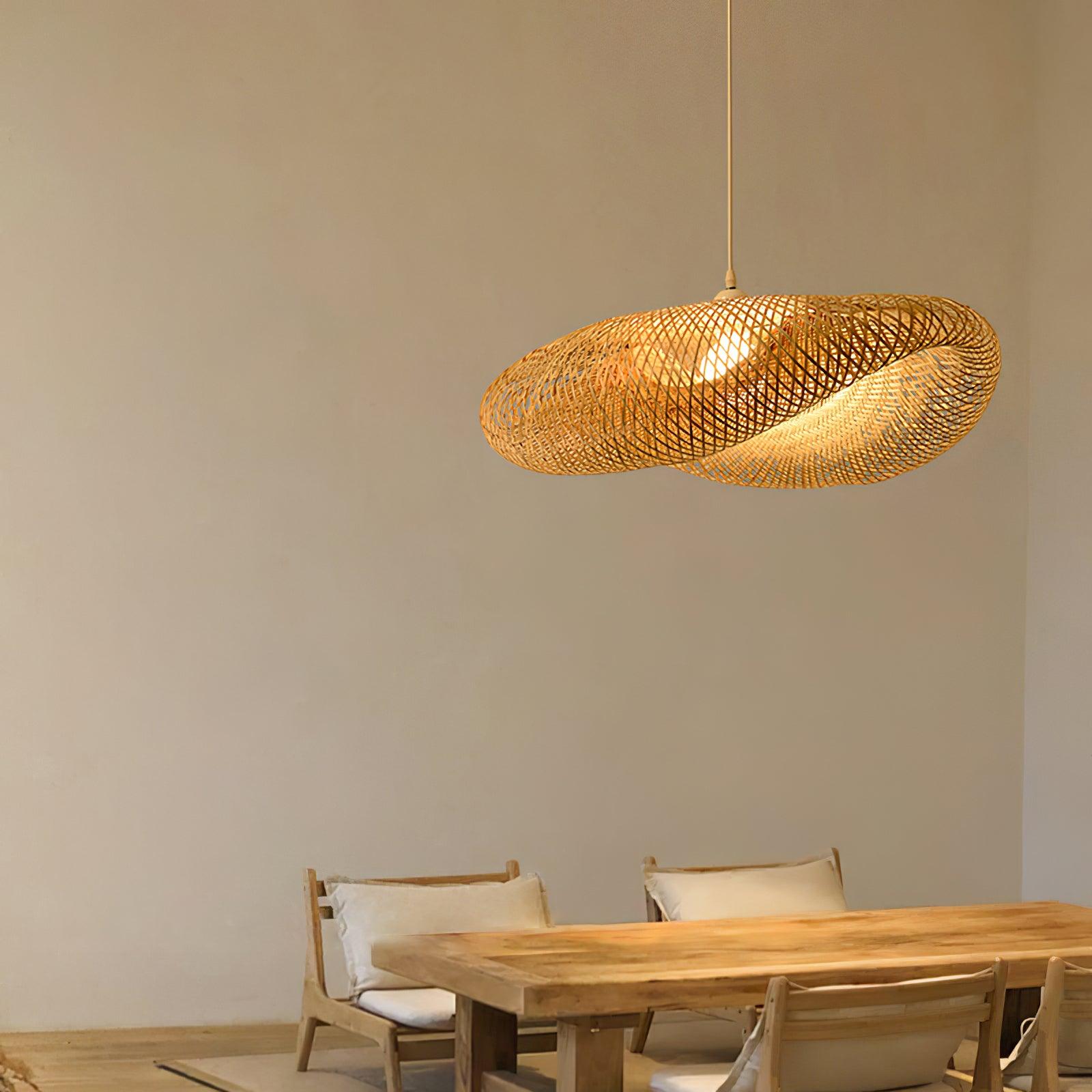 Bamboo Weaving Pendant Light Fixture - Natural Hanging Lamp for Home Decor & Dining Room