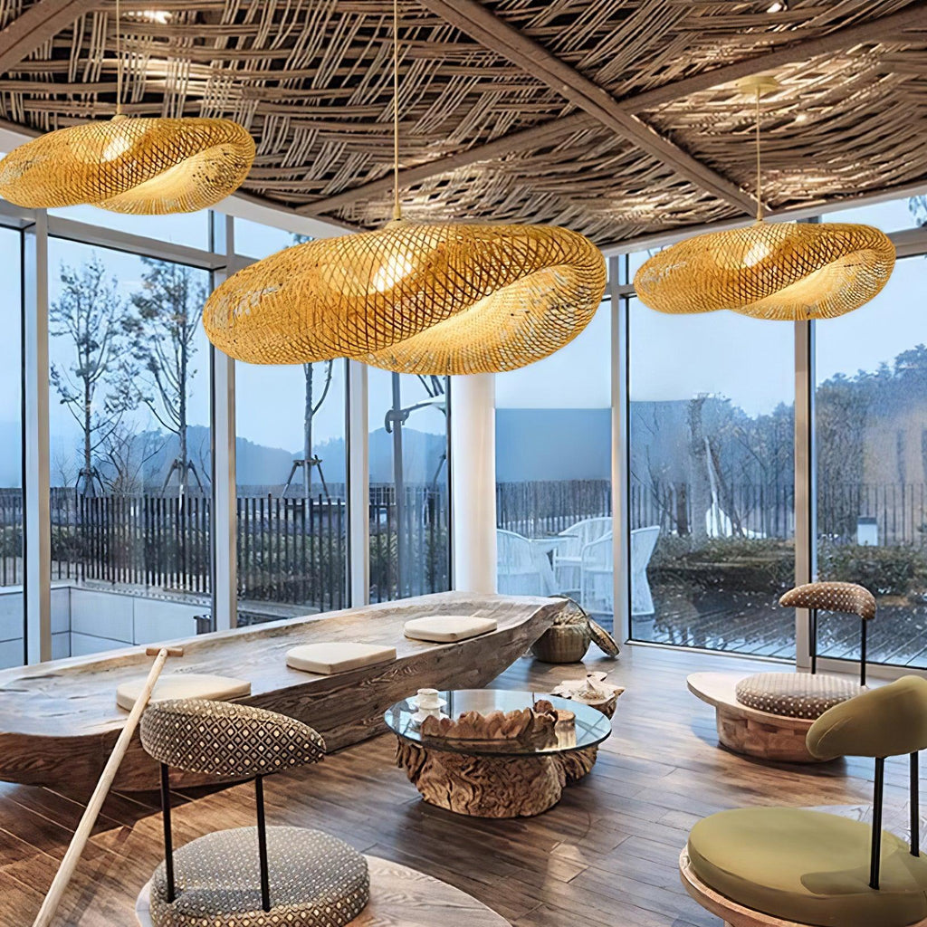Bamboo Weaving Pendant Light Fixture - Natural Hanging Lamp for Home Decor & Dining Room