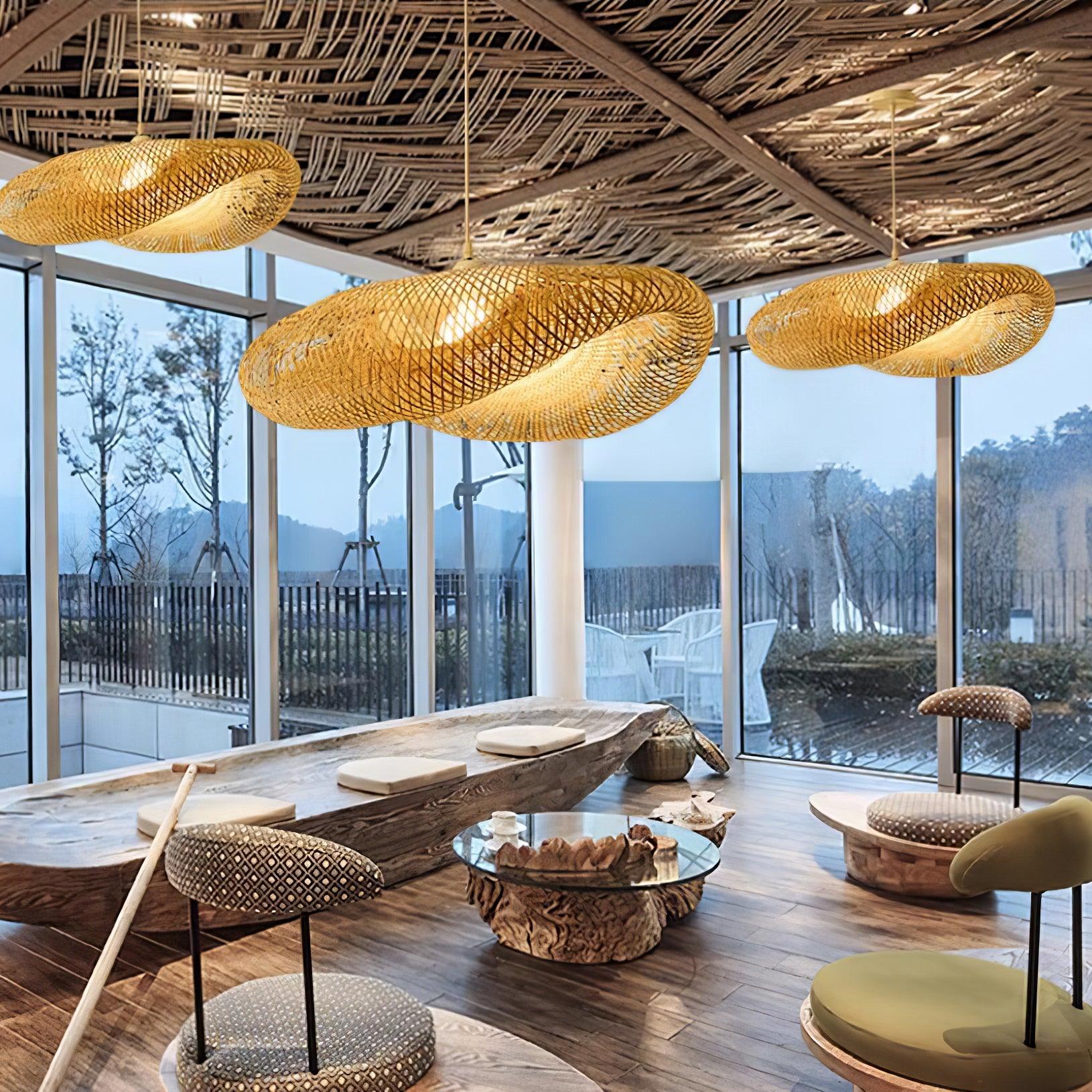 Bamboo Weaving Pendant Light Fixture - Natural Hanging Lamp for Home Decor & Dining Room