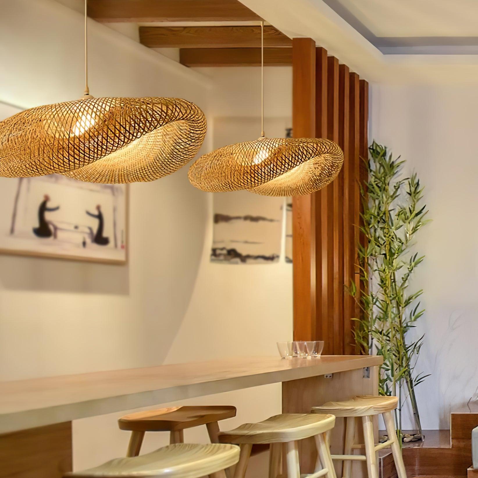 Bamboo Weaving Pendant Light Fixture - Natural Hanging Lamp for Home Decor & Dining Room