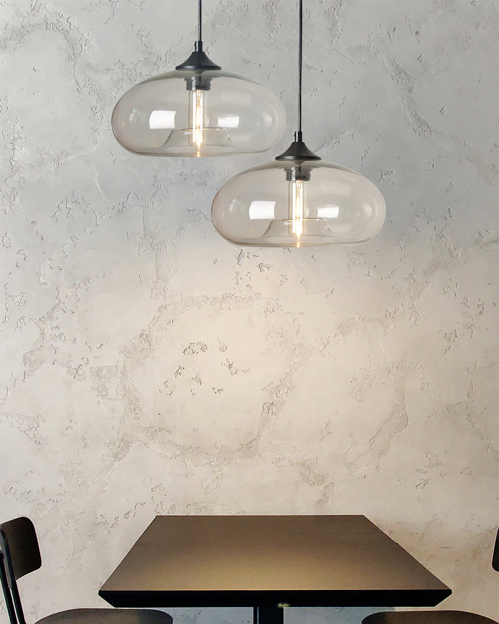 LED Glass Pendant Lamp - Modern Hanging Light Fixture - Adjustable for Kitchen Island & Dining Room