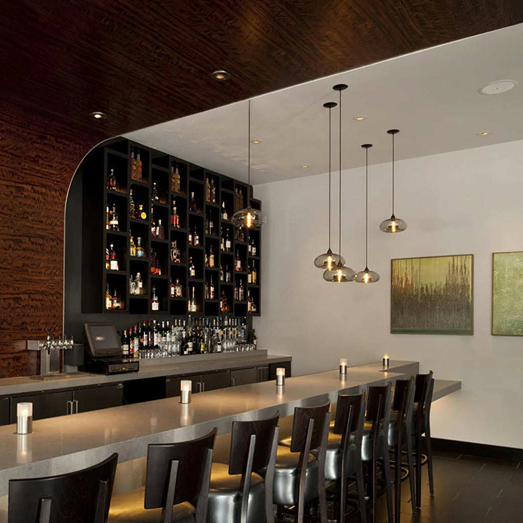 LED Glass Pendant Lamp - Modern Clear Fixture for Kitchen Island & Dining Room Lighting