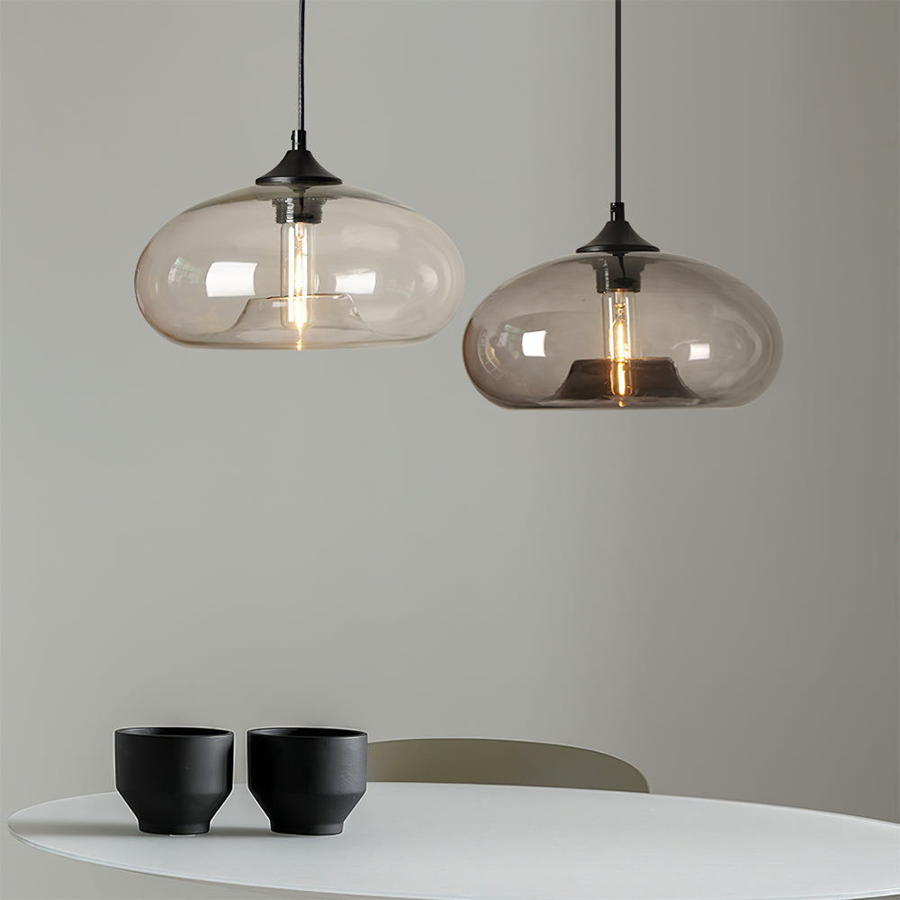 LED Glass Pendant Lamp - Modern Clear Fixture for Kitchen Island & Dining Room Lighting