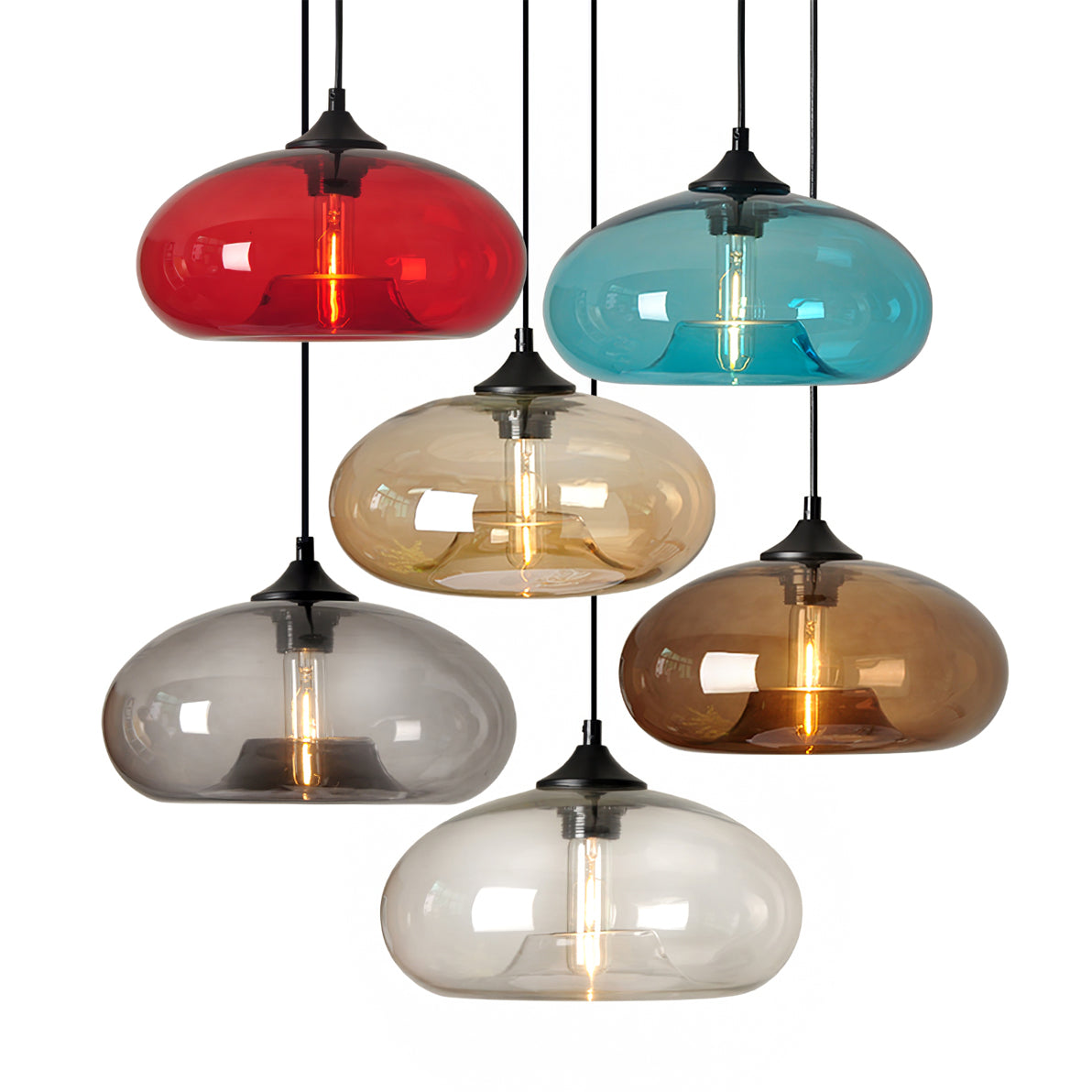 LED Glass Pendant Lamp - Modern Clear Fixture for Kitchen Island & Dining Room Lighting