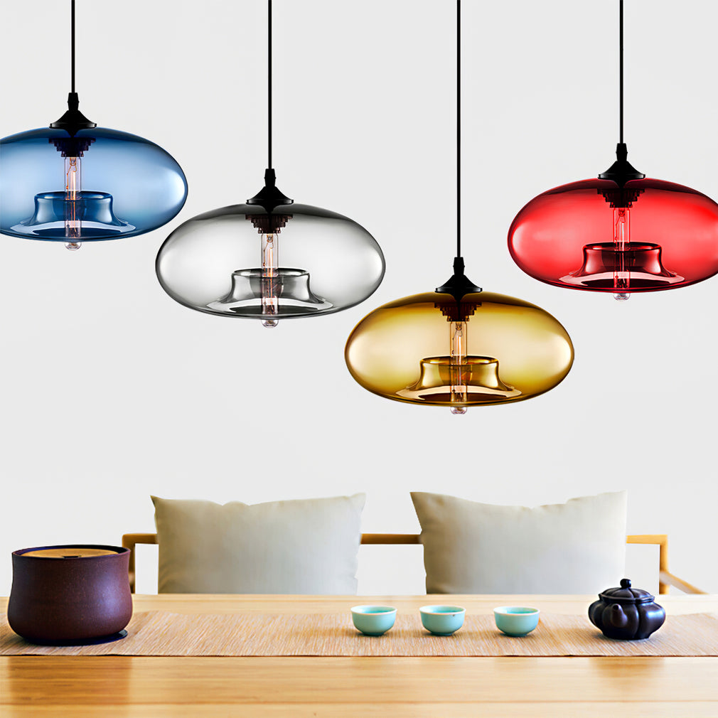 LED Glass Pendant Lamp - Modern Hanging Light Fixture - Adjustable for Kitchen Island & Dining Room