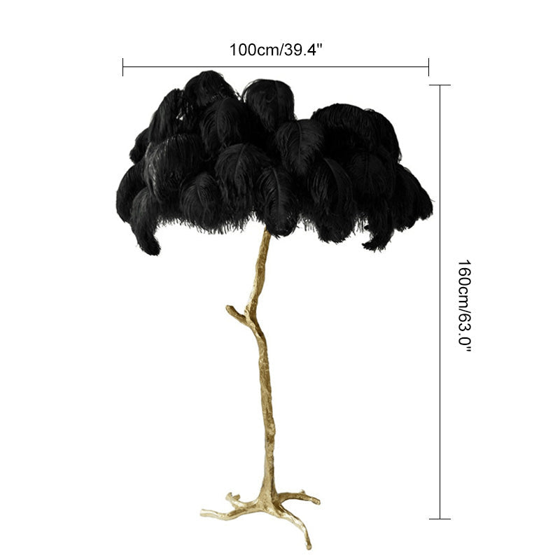 LED Floor Lamp with Feather Palm Design for Living Room & Tropical Decor