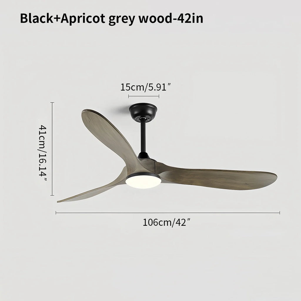 Nordic Solid Wood Ceiling Fan with Light Fixture for Living Room & Bedroom Use