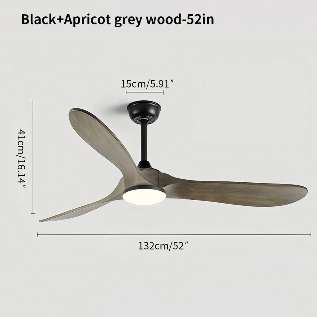 Nordic Solid Wood Ceiling Fan with Light Fixture for Living Room & Bedroom Use