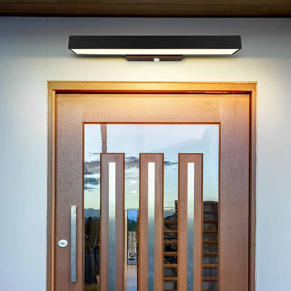 Outdoor Motion Sensor Black Rectangle Wall Light for Security & Entryway Illumination