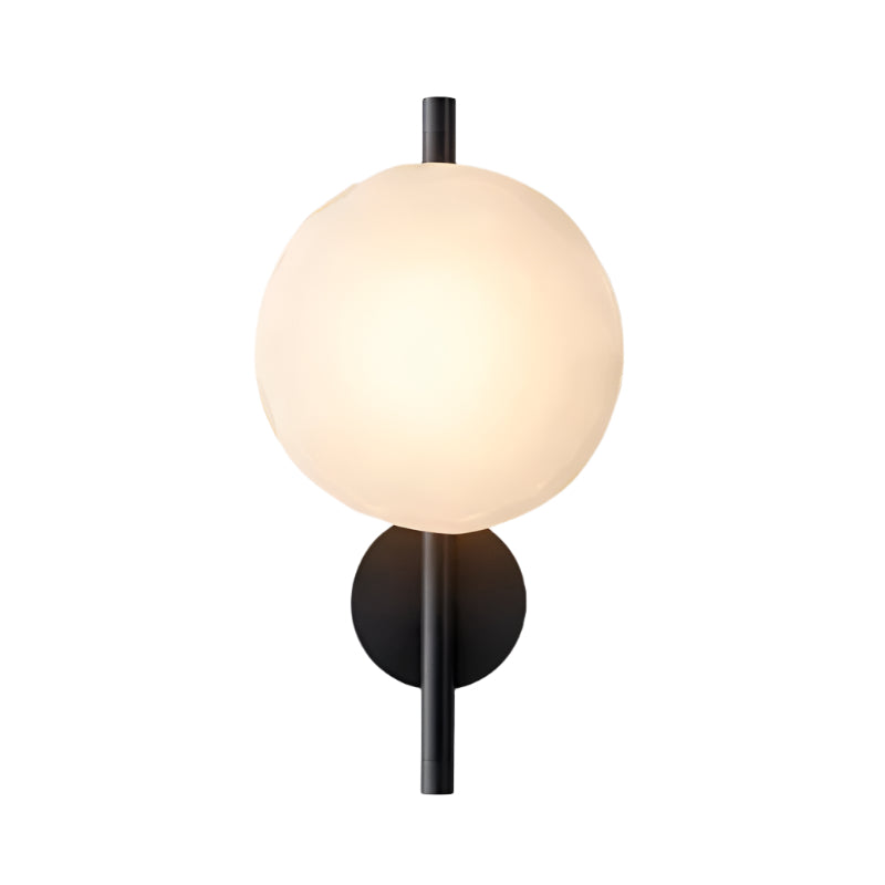 Glass Wall Sconce Light with Nordic Round Design for Bedroom, Living Room & Hallway Accent Lighting