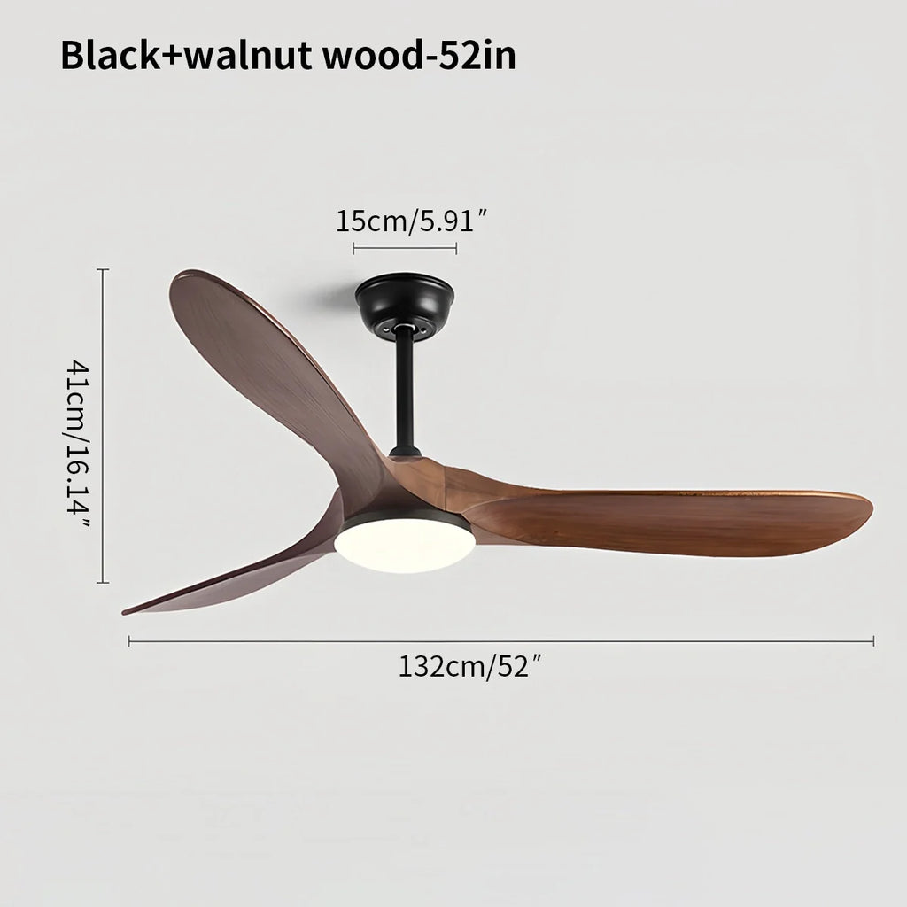 Nordic Solid Wood Ceiling Fan with Light Fixture for Living Room & Bedroom Use