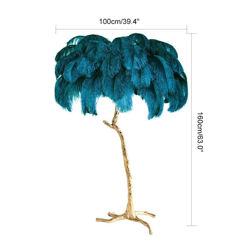 LED Floor Lamp with Feather Palm Design for Living Room & Tropical Decor