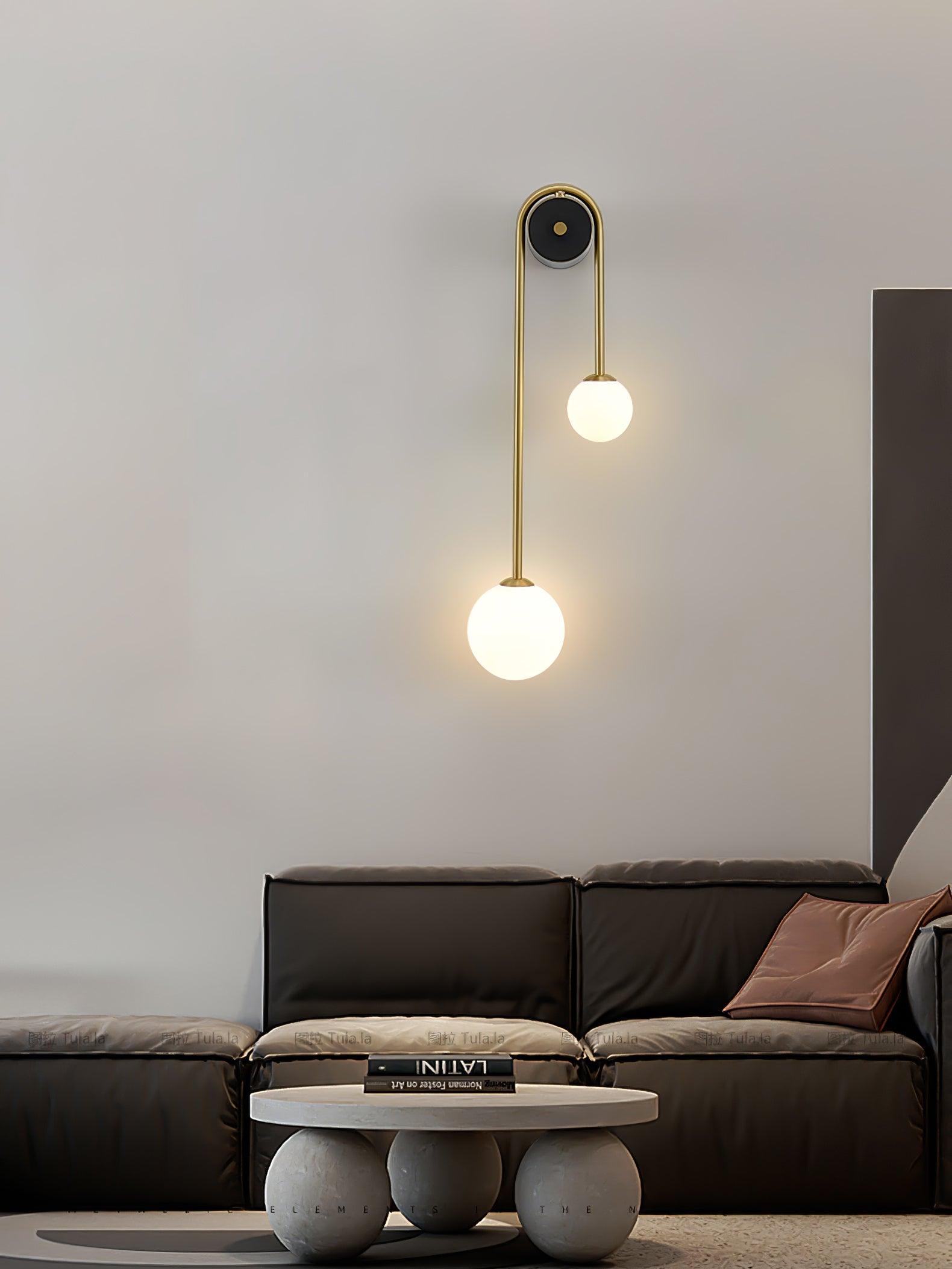 Brass Arc Wall Light Fixture - Adjustable Sconce for Living Room & Bedroom Lighting