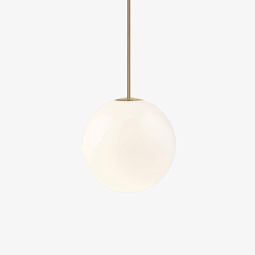 Brass Pendant Lamp | Mouth-Blown Opal Glass, Adjustable Height & Ideal for Modern Indoor Spaces