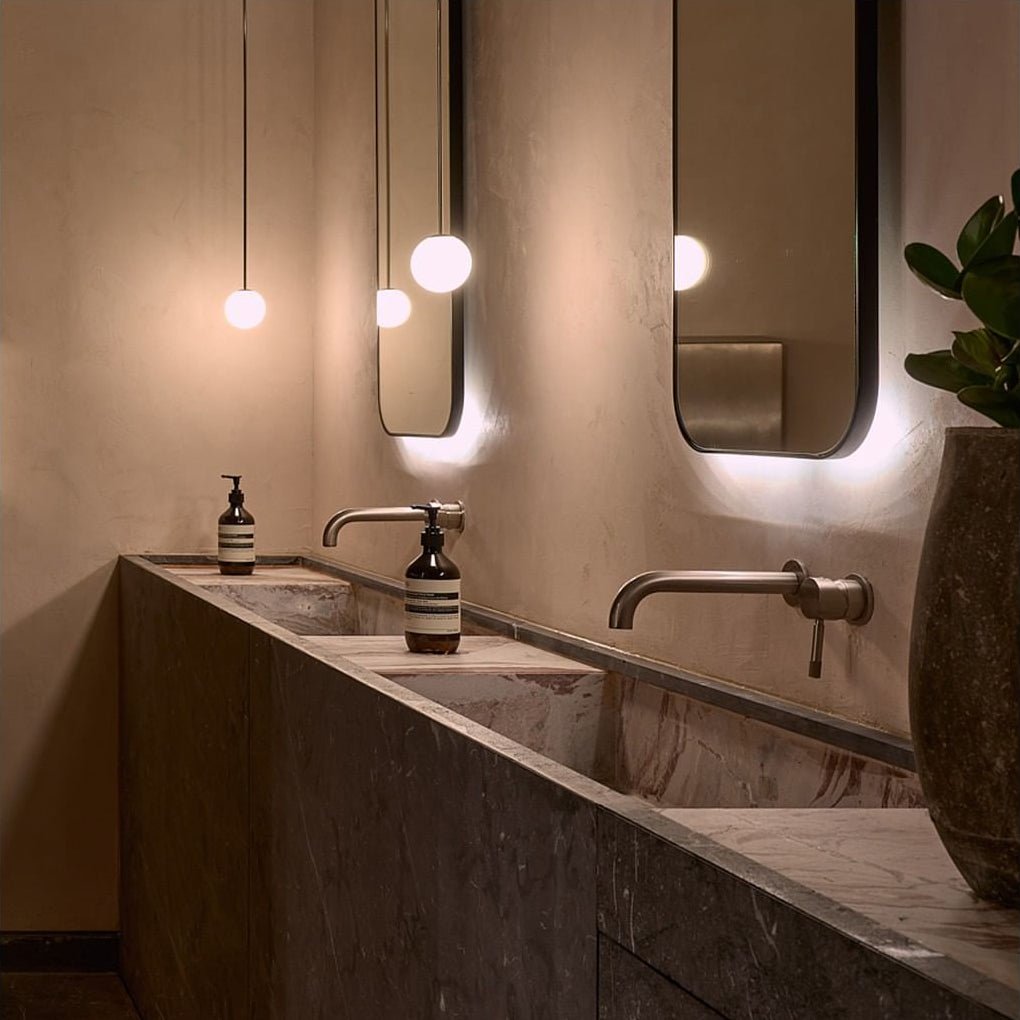 Brass Pendant Lamp | Mouth-Blown Opal Glass, Adjustable Height & Ideal for Modern Indoor Spaces