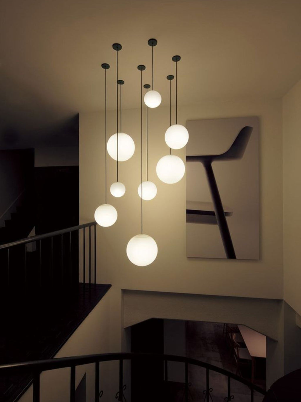 Brass Pendant Lamp | Mouth-Blown Opal Glass, Adjustable Height & Ideal for Modern Indoor Spaces