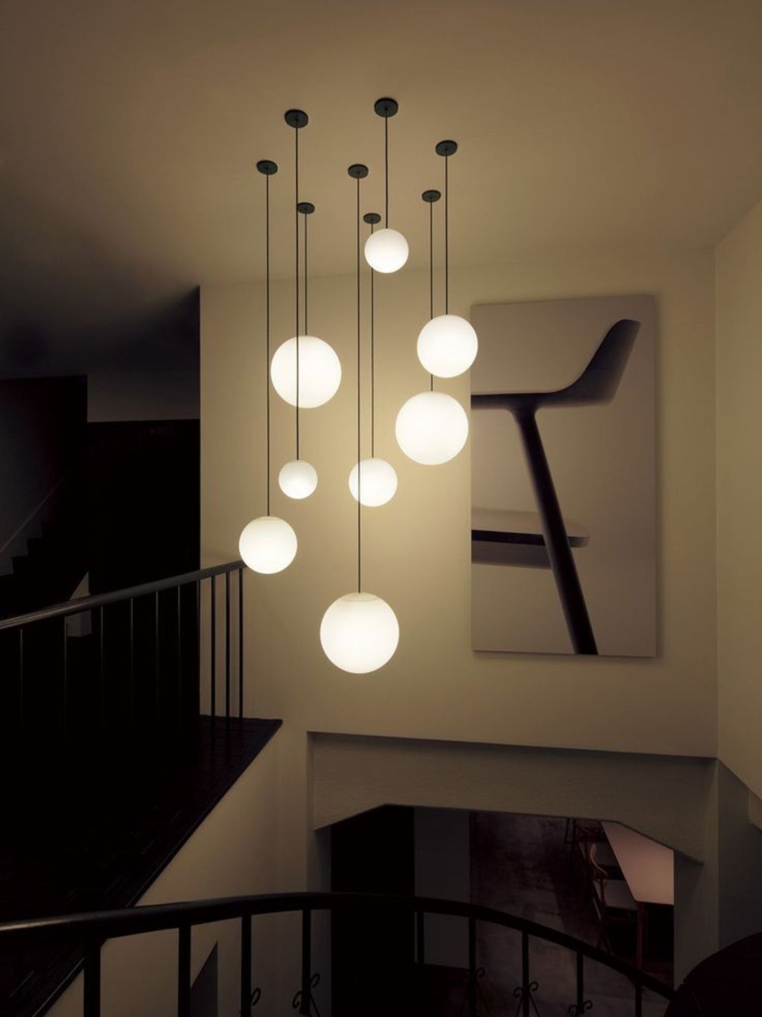Brass Pendant Lamp | Mouth-Blown Opal Glass, Adjustable Height & Ideal for Modern Indoor Spaces