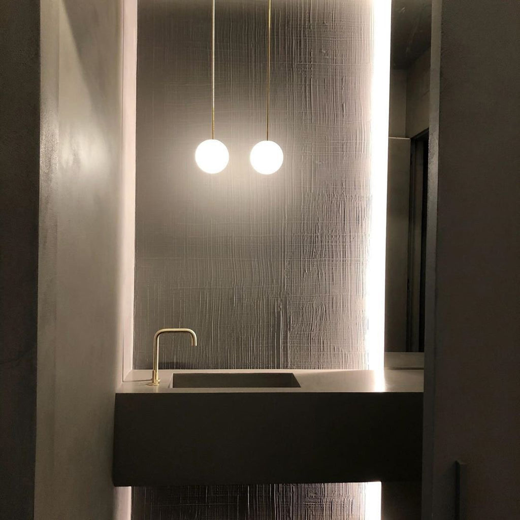 Brass Pendant Lamp | Mouth-Blown Opal Glass, Adjustable Height & Ideal for Modern Indoor Spaces