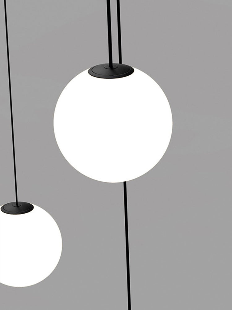 Brass Pendant Lamp | Mouth-Blown Opal Glass, Adjustable Height & Ideal for Modern Indoor Spaces