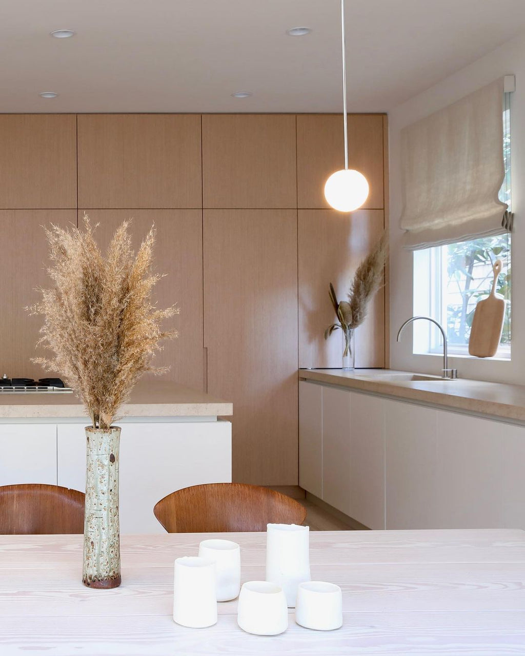 Brass Pendant Lamp | Mouth-Blown Opal Glass, Adjustable Height & Ideal for Modern Indoor Spaces
