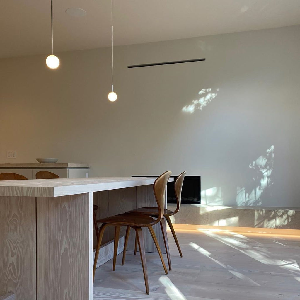 Brass Pendant Lamp | Mouth-Blown Opal Glass, Adjustable Height & Ideal for Modern Indoor Spaces