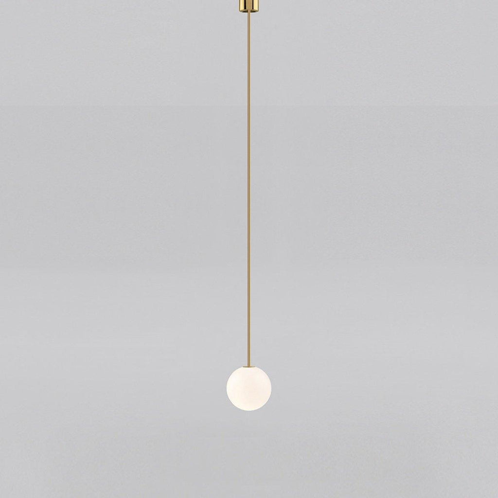 Brass Pendant Lamp | Mouth-Blown Opal Glass, Adjustable Height & Ideal for Modern Indoor Spaces