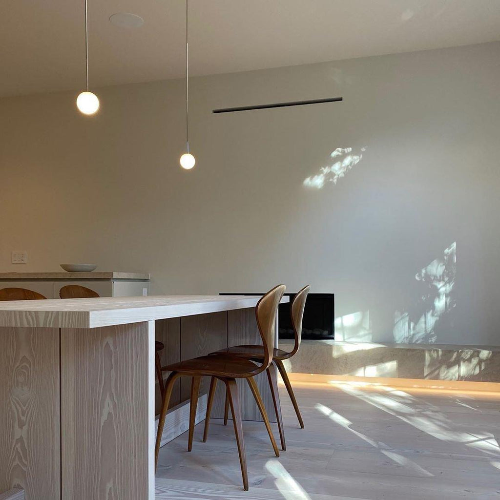 Brass Pendant Lamp | Mouth-Blown Opal Glass, Adjustable Height & Ideal for Modern Indoor Spaces