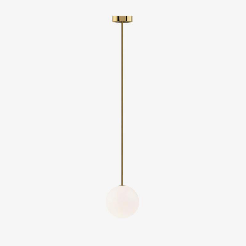 Brass Pendant Lamp | Mouth-Blown Opal Glass, Adjustable Height & Ideal for Modern Indoor Spaces