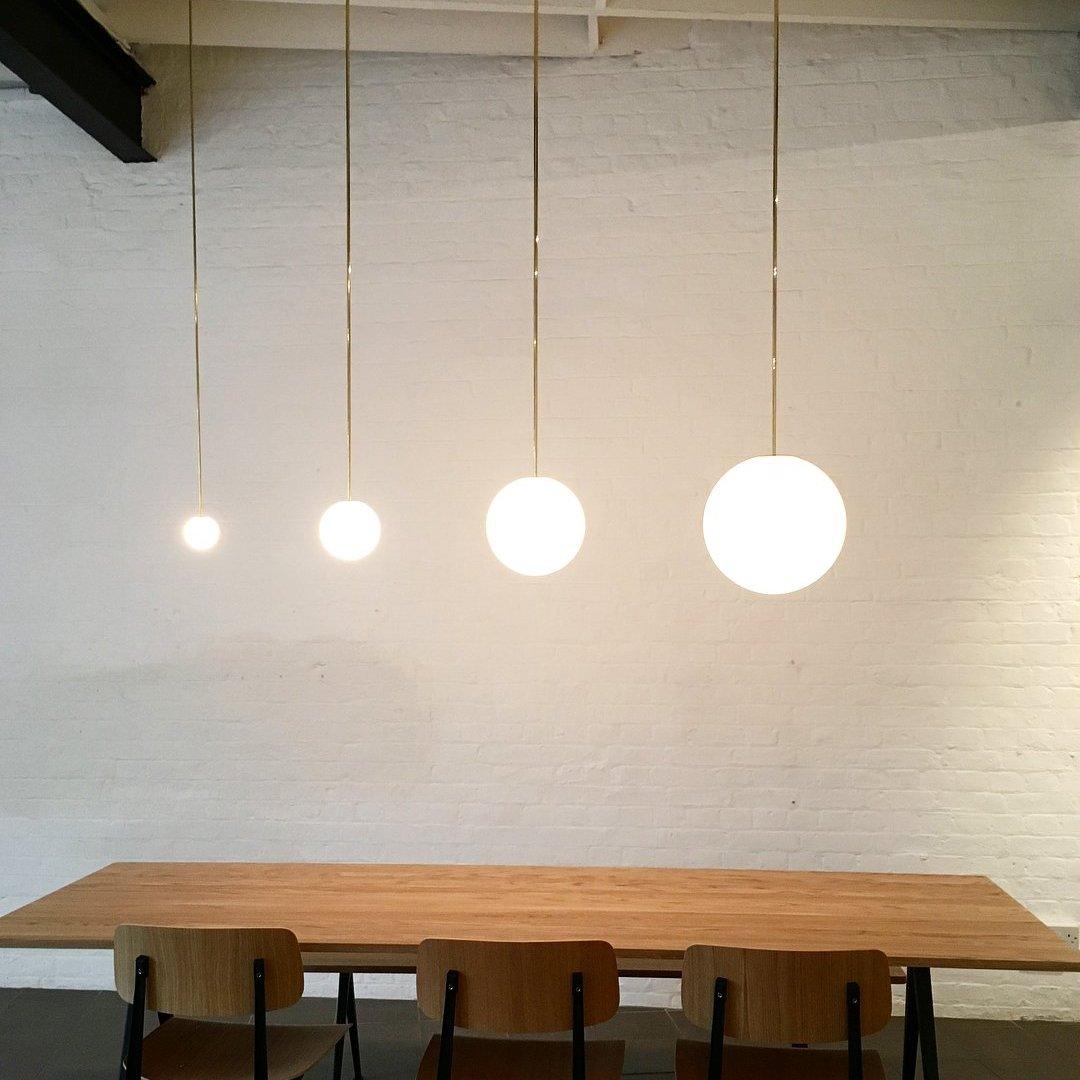 Brass Pendant Lamp | Mouth-Blown Opal Glass, Adjustable Height & Ideal for Modern Indoor Spaces