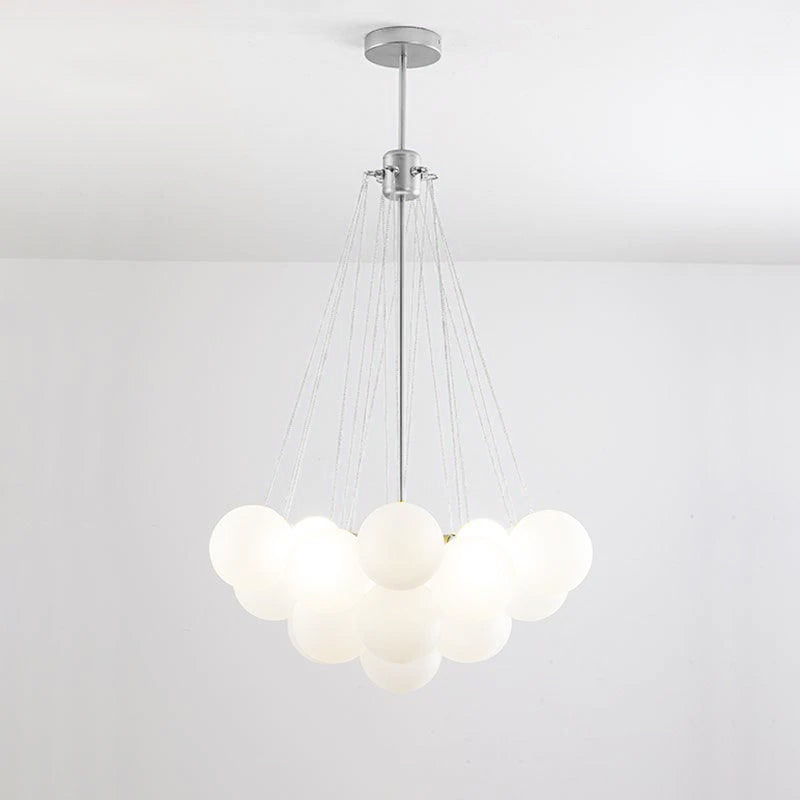 LED Bubble Chandelier Light Fixture - Modern Round Pendant for Dining Room & Living Room Decor
