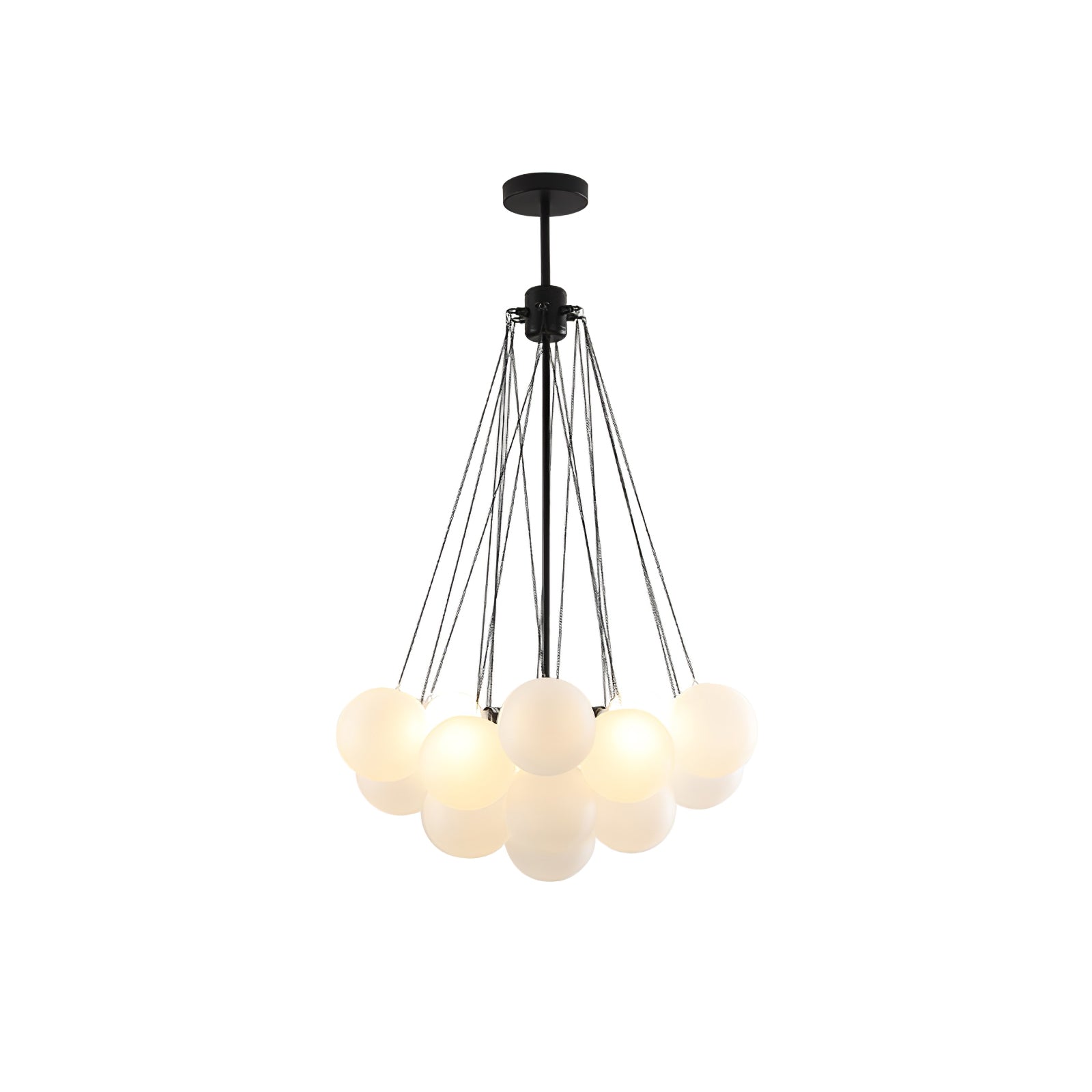 LED Bubble Chandelier Light Fixture - Modern Round Pendant for Dining Room & Living Room Decor