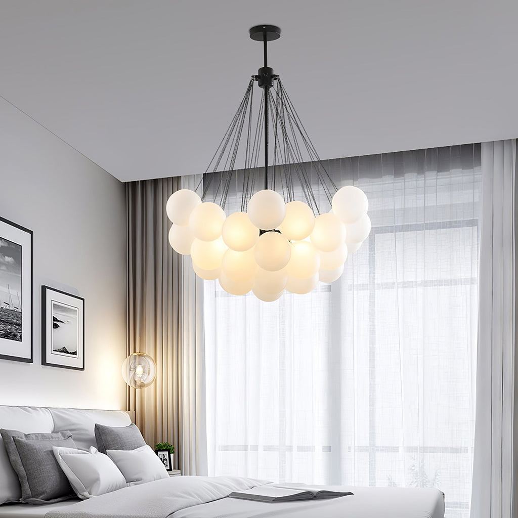 LED Bubble Chandelier Light Fixture - Modern Round Pendant for Dining Room & Living Room Decor