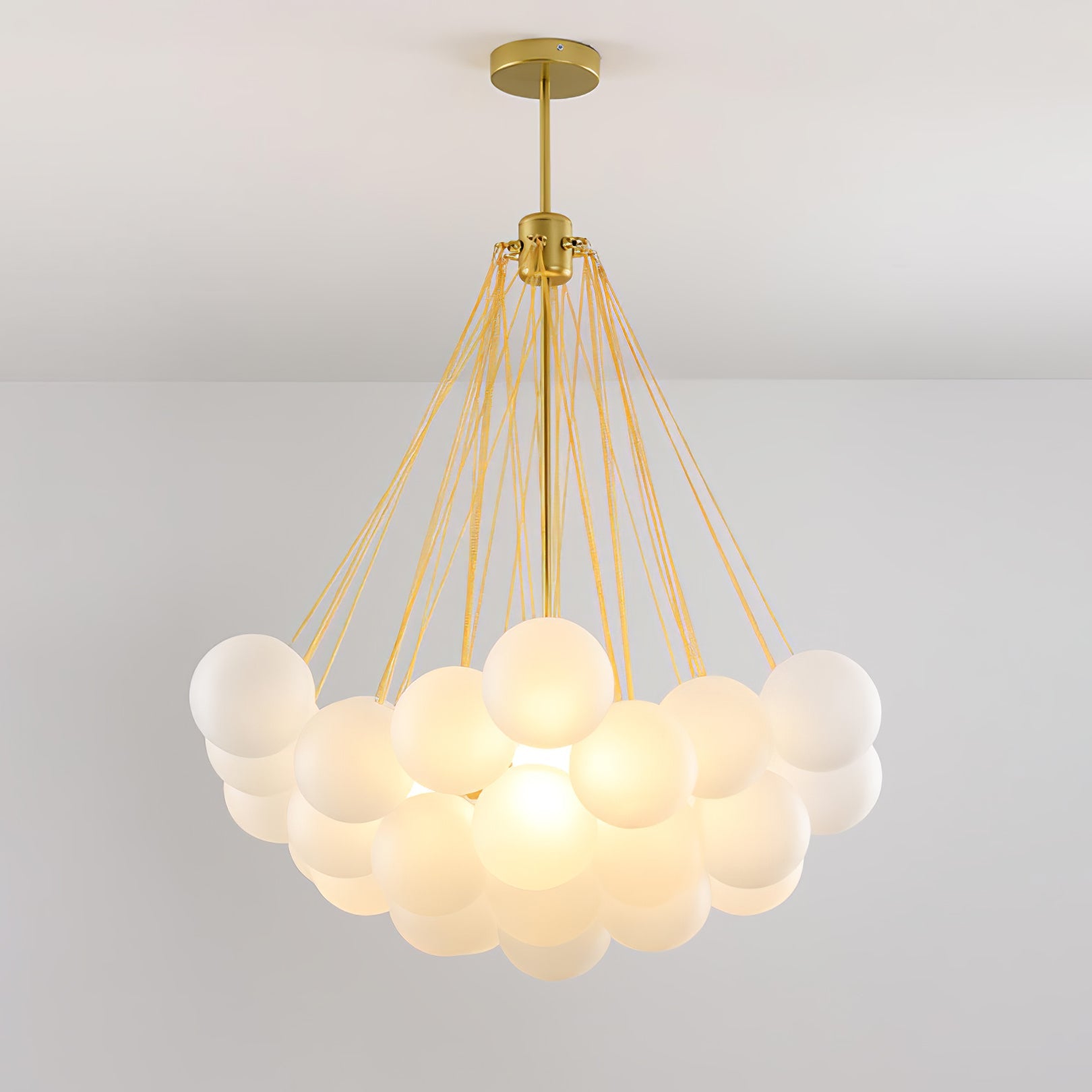 LED Bubble Chandelier Light Fixture - Modern Round Pendant for Dining Room & Living Room Decor
