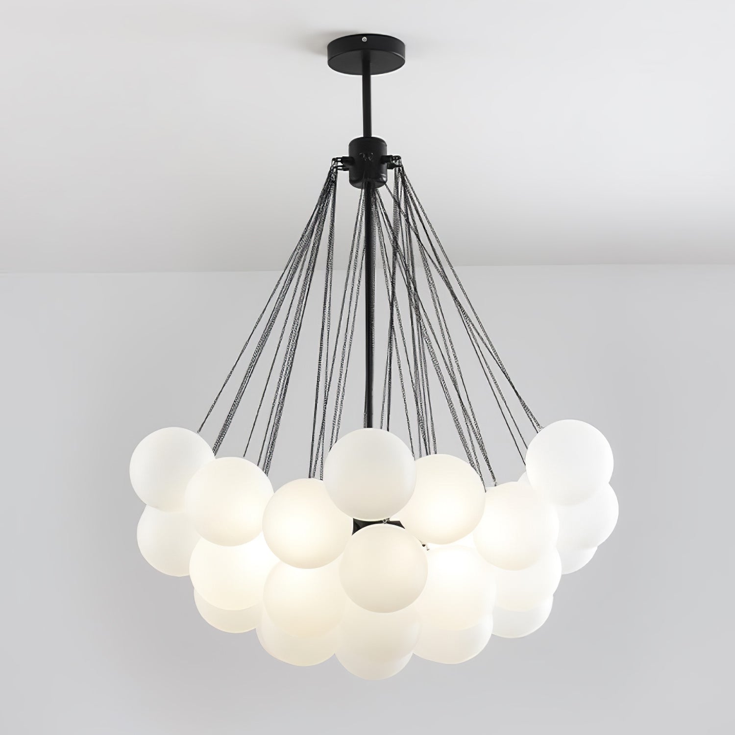 LED Bubble Chandelier Light Fixture - Modern Round Pendant for Dining Room & Living Room Decor