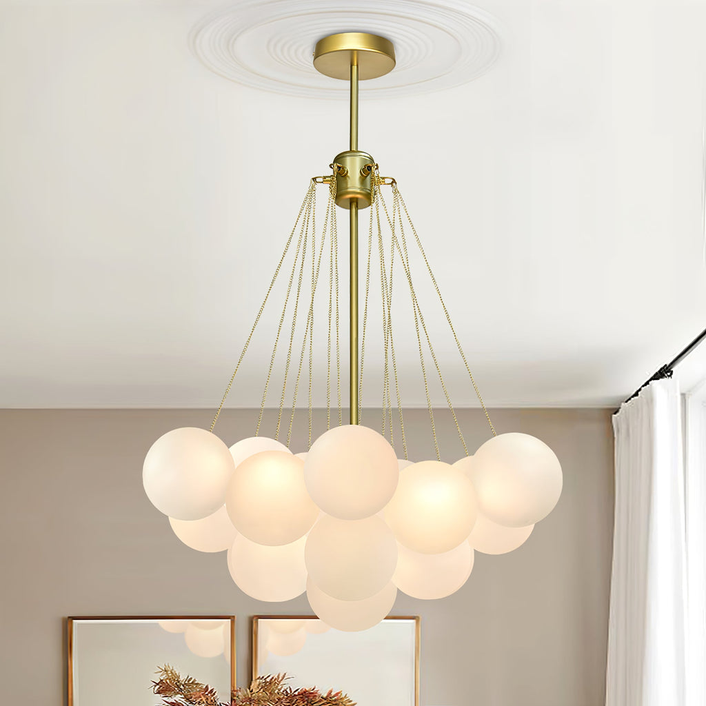 LED Bubble Chandelier Light Fixture - Modern Round Pendant for Dining Room & Living Room Decor