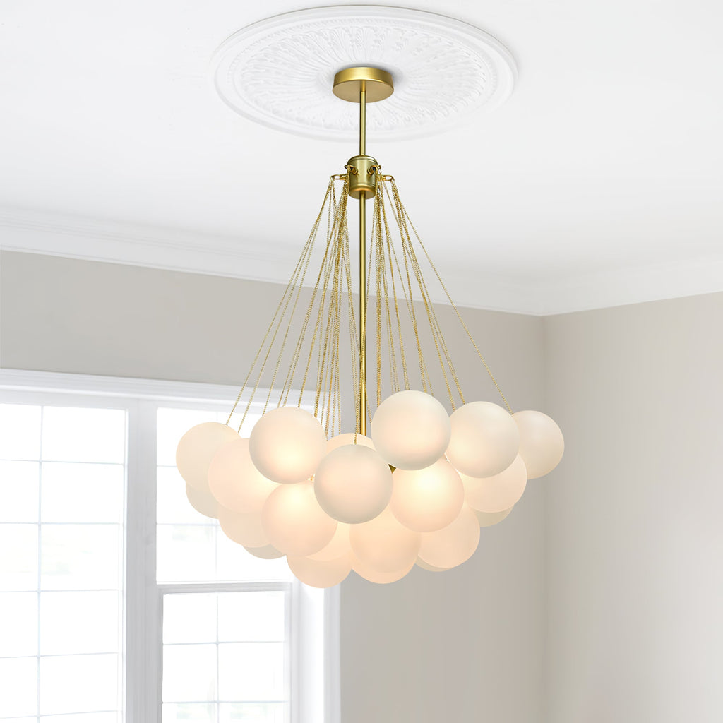 LED Bubble Chandelier Light Fixture - Modern Round Pendant for Dining Room & Living Room Decor