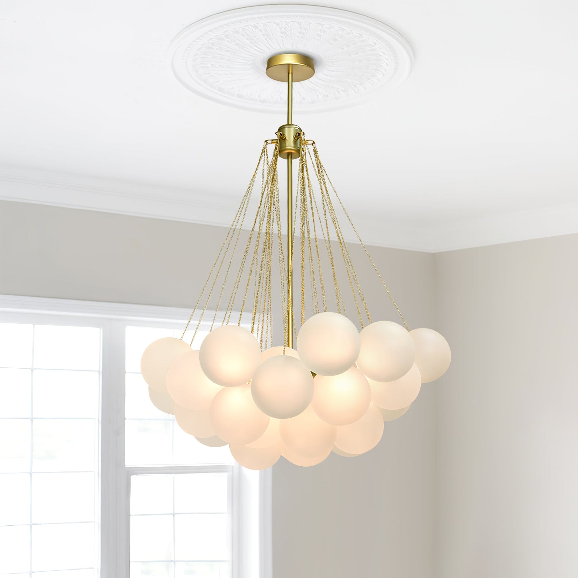 LED Bubble Chandelier Light Fixture - Modern Round Pendant for Dining Room & Living Room Decor