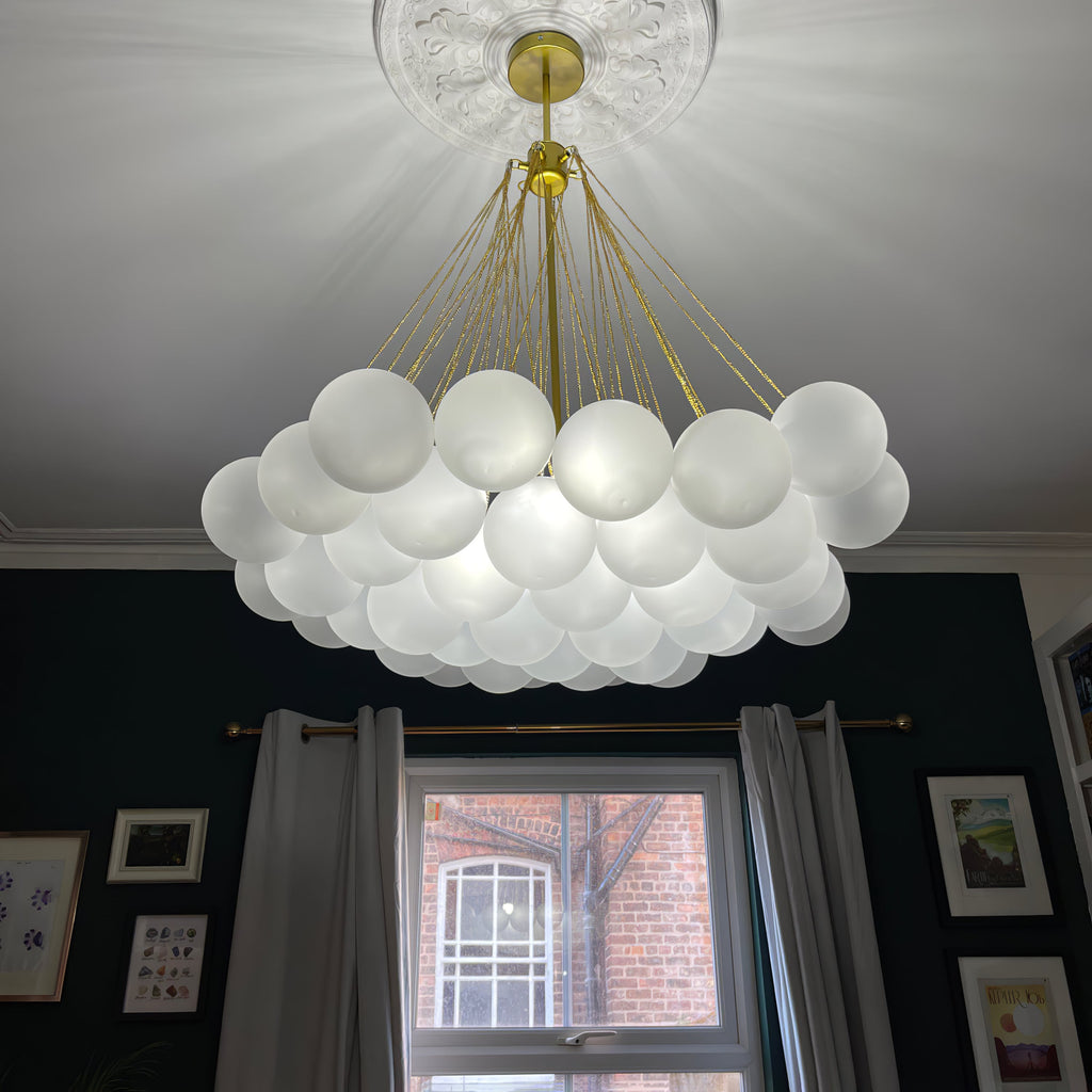 LED Bubble Chandelier Light Fixture - Modern Round Pendant for Dining Room & Living Room Decor