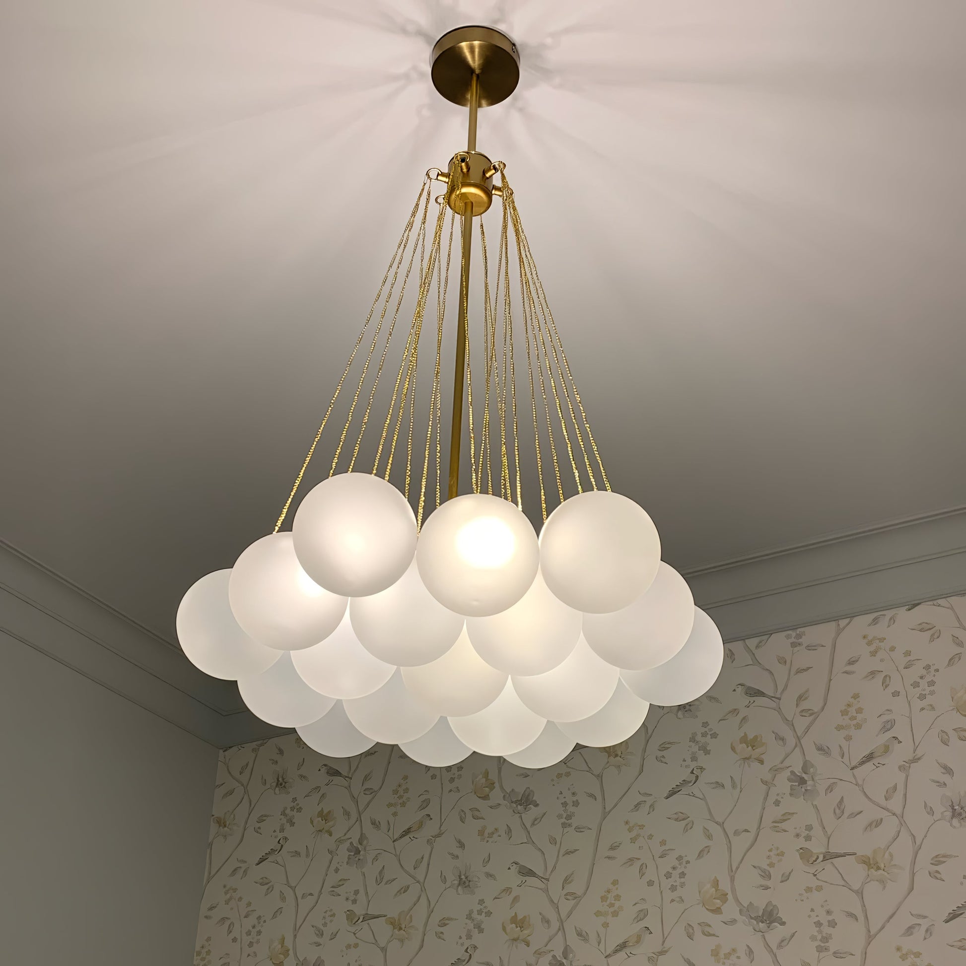 LED Bubble Chandelier Light Fixture - Modern Round Pendant for Dining Room & Living Room Decor