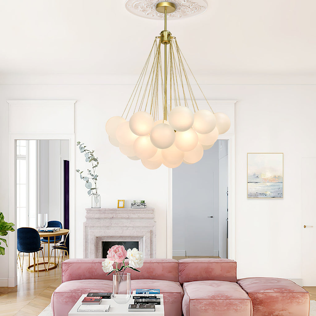 LED Bubble Chandelier Light Fixture - Modern Round Pendant for Dining Room & Living Room Decor