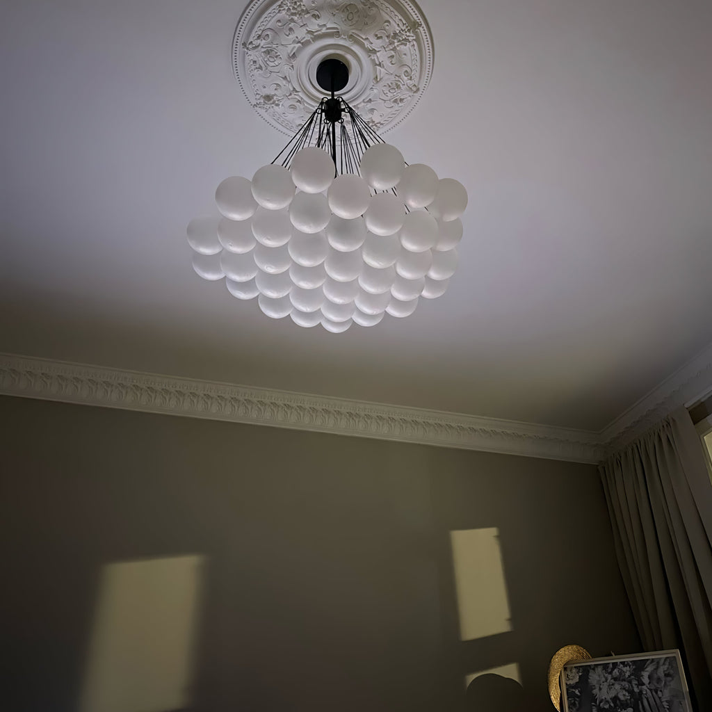 LED Bubble Chandelier Light Fixture - Modern Round Pendant for Dining Room & Living Room Decor