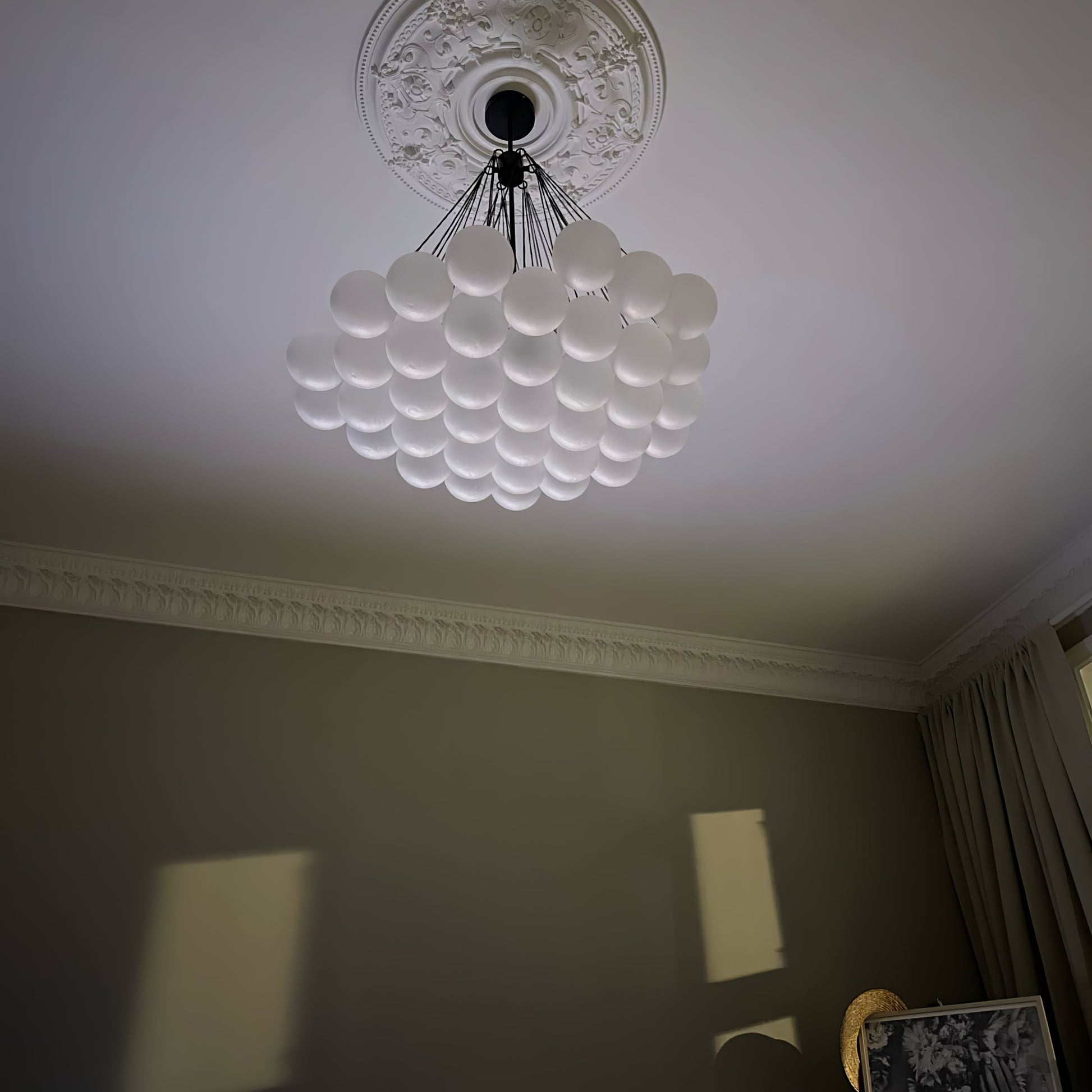 LED Bubble Chandelier Light Fixture - Modern Round Pendant for Dining Room & Living Room Decor