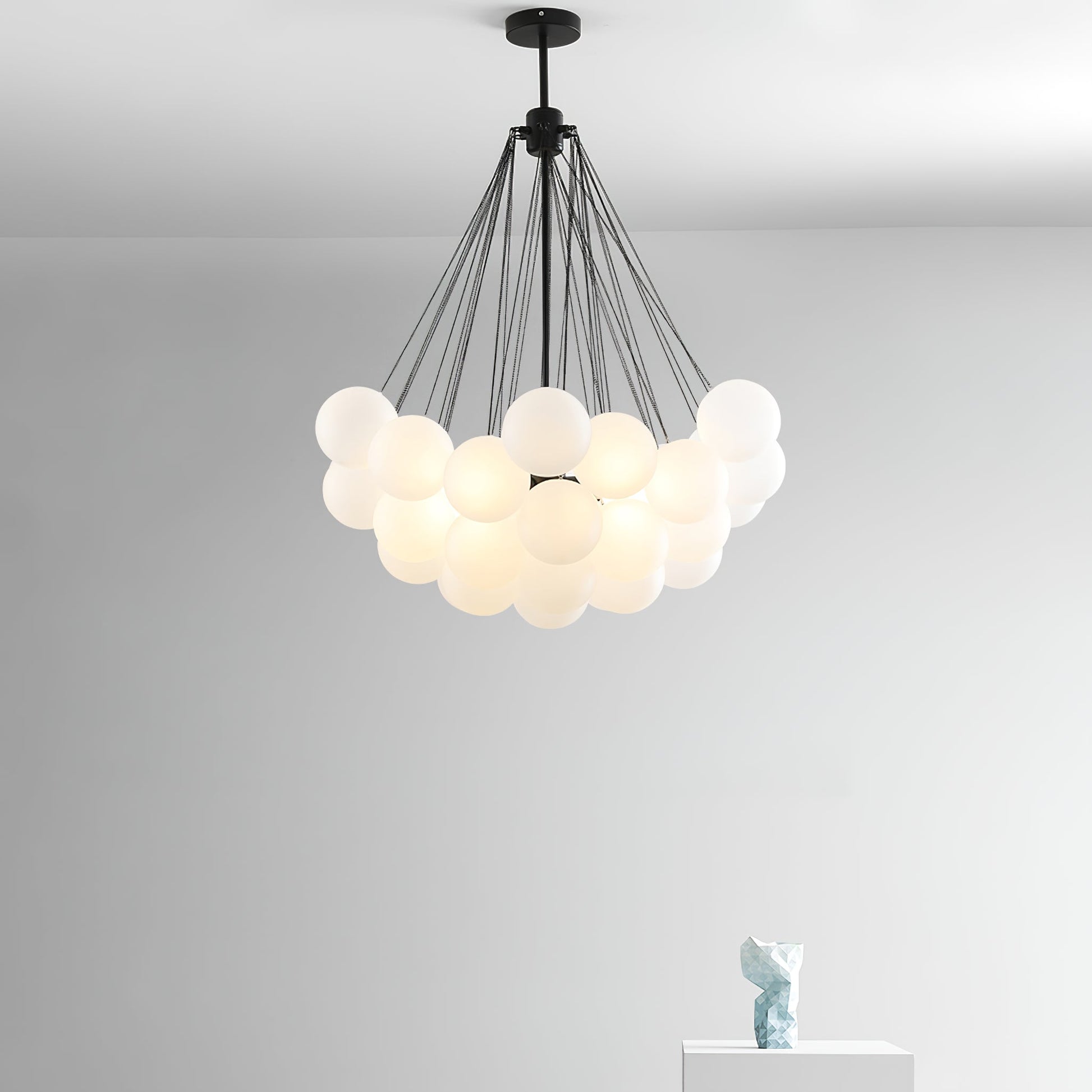LED Bubble Chandelier Light Fixture - Modern Round Pendant for Dining Room & Living Room Decor