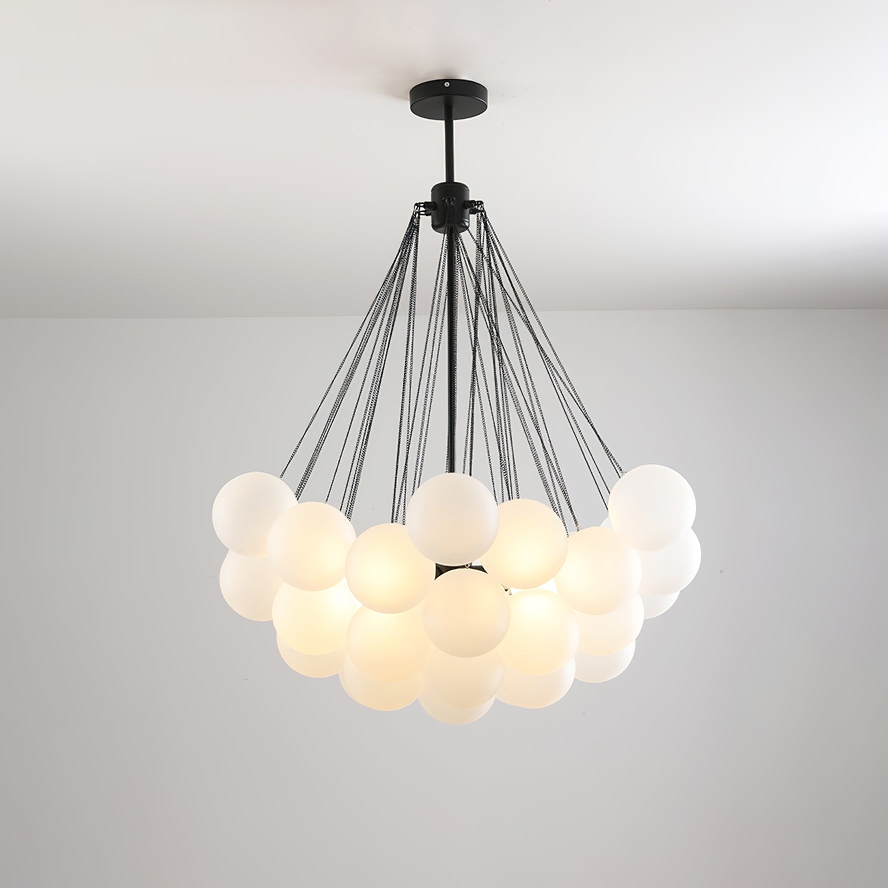 LED Bubble Chandelier Light Fixture - Modern Round Pendant for Dining Room & Living Room Decor