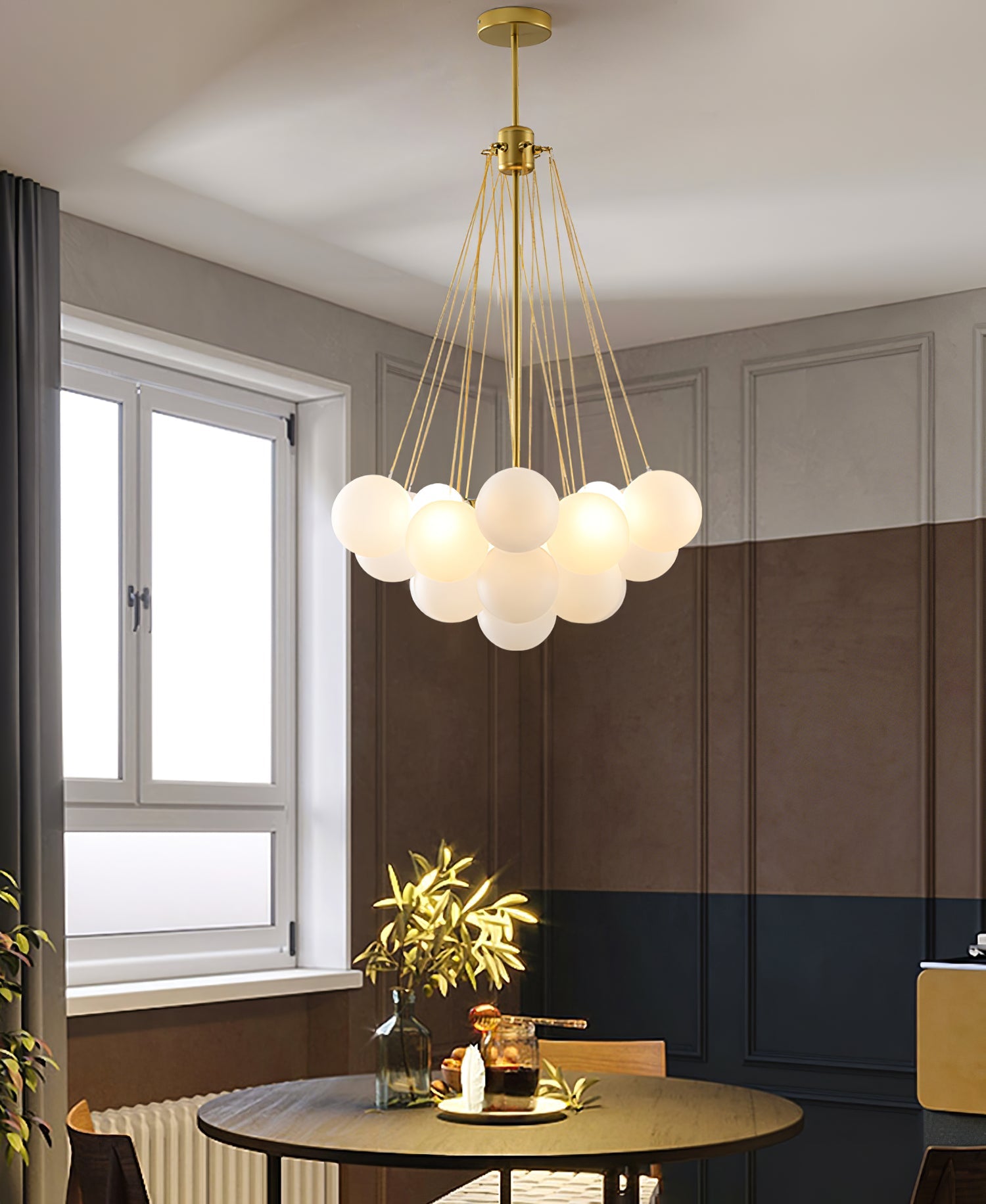 LED Bubble Chandelier Light Fixture - Modern Round Pendant for Dining Room & Living Room Decor