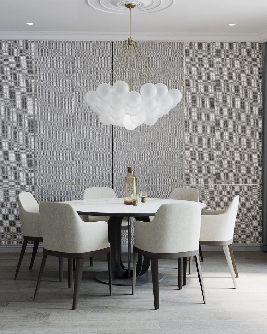 LED Bubble Chandelier Light Fixture - Modern Round Pendant for Dining Room & Living Room Decor