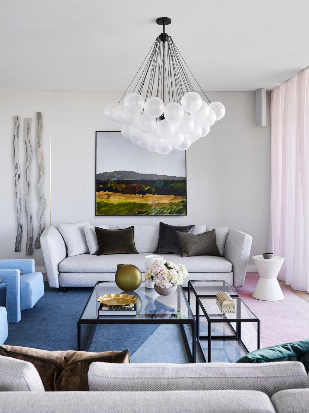 LED Bubble Chandelier Light Fixture - Modern Round Pendant for Dining Room & Living Room Decor