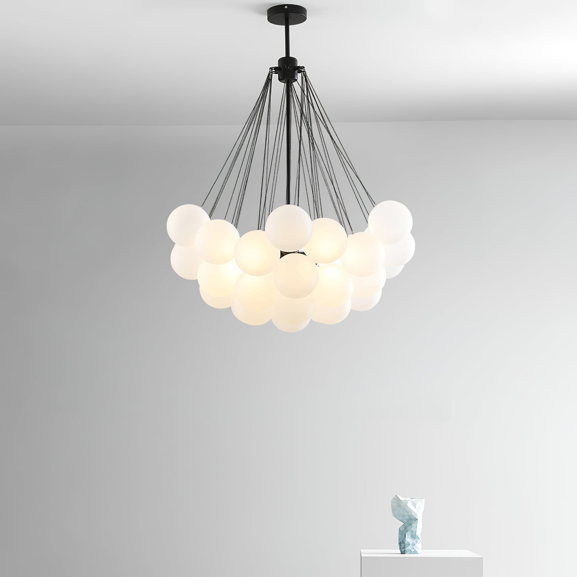 LED Bubble Chandelier Light Fixture - Modern Round Pendant for Dining Room & Living Room Decor